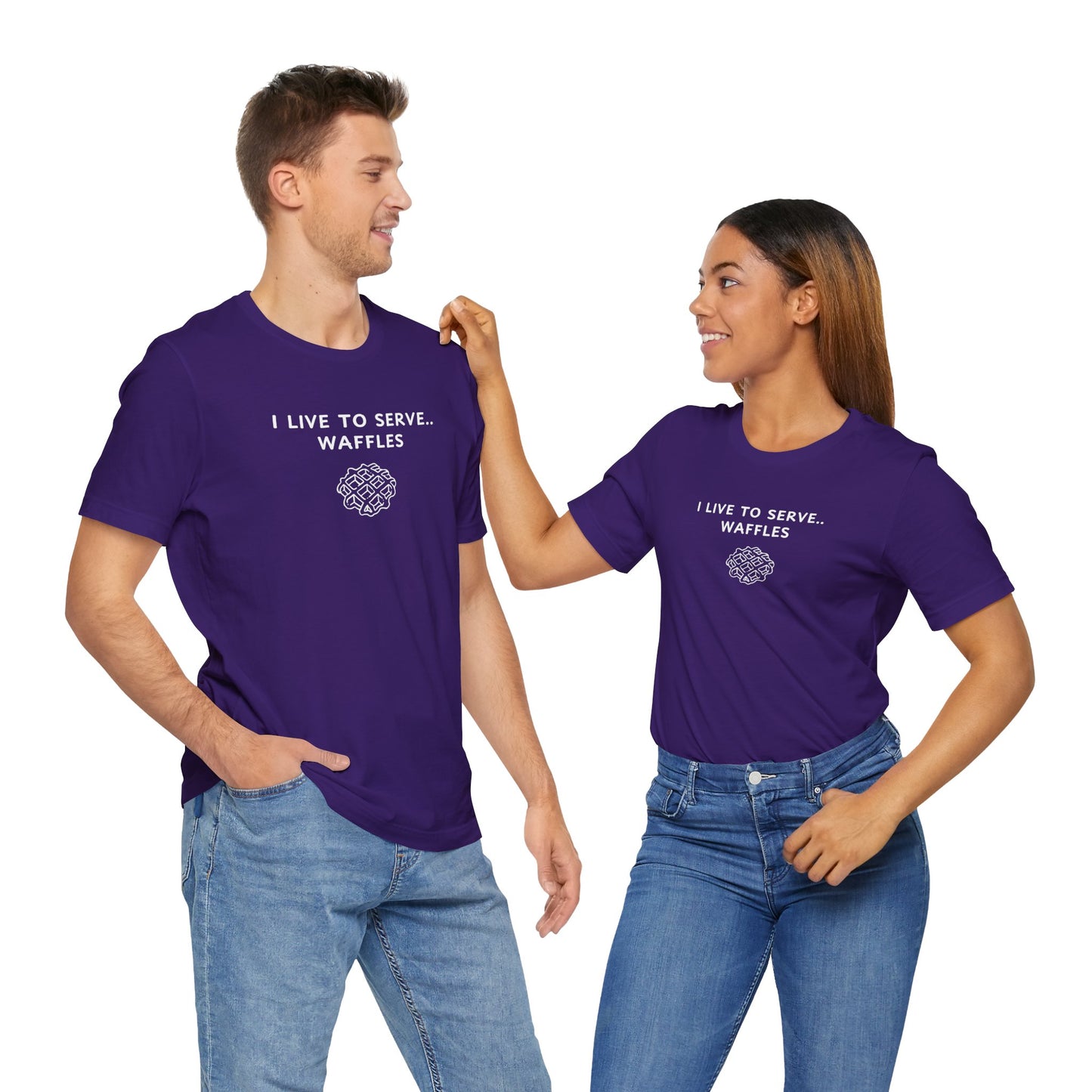 Unisex Short Sleeve Tee - I live to serve Waffles
