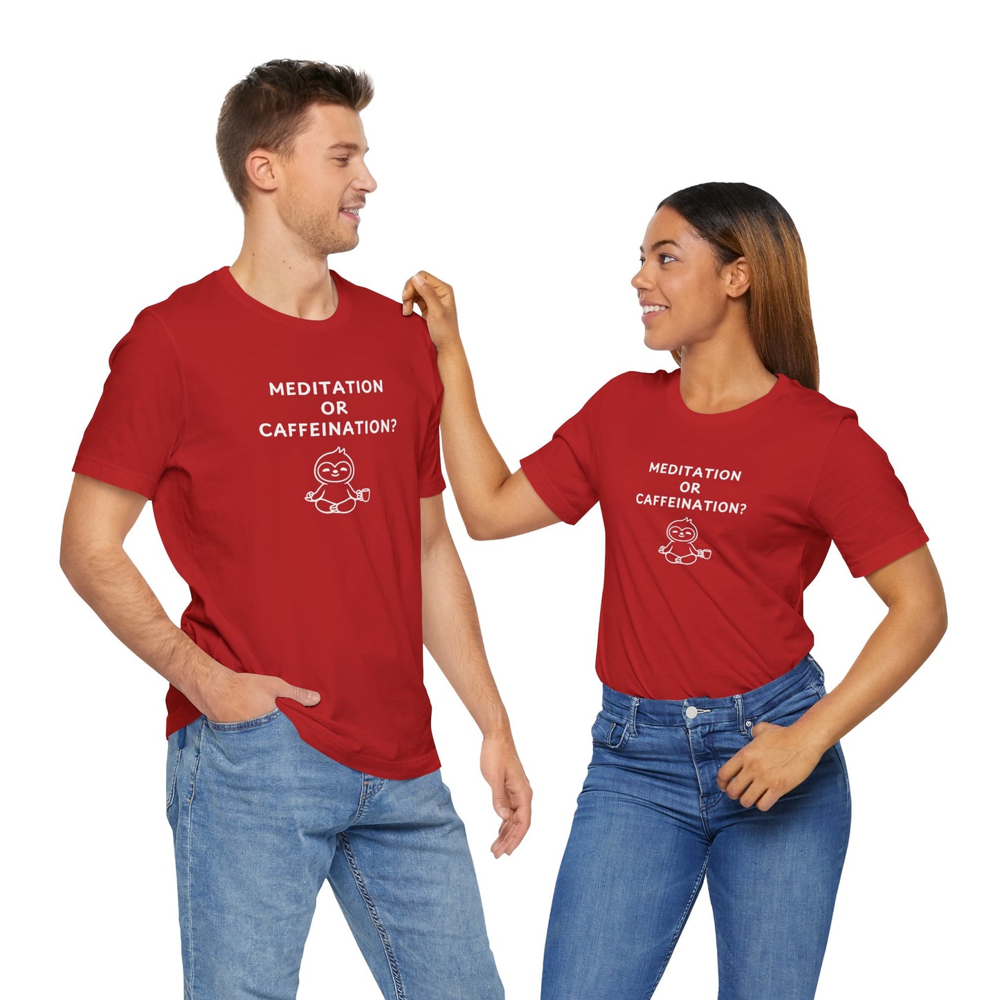 Unisex Short Sleeve Tee - Meditation or Caffeination