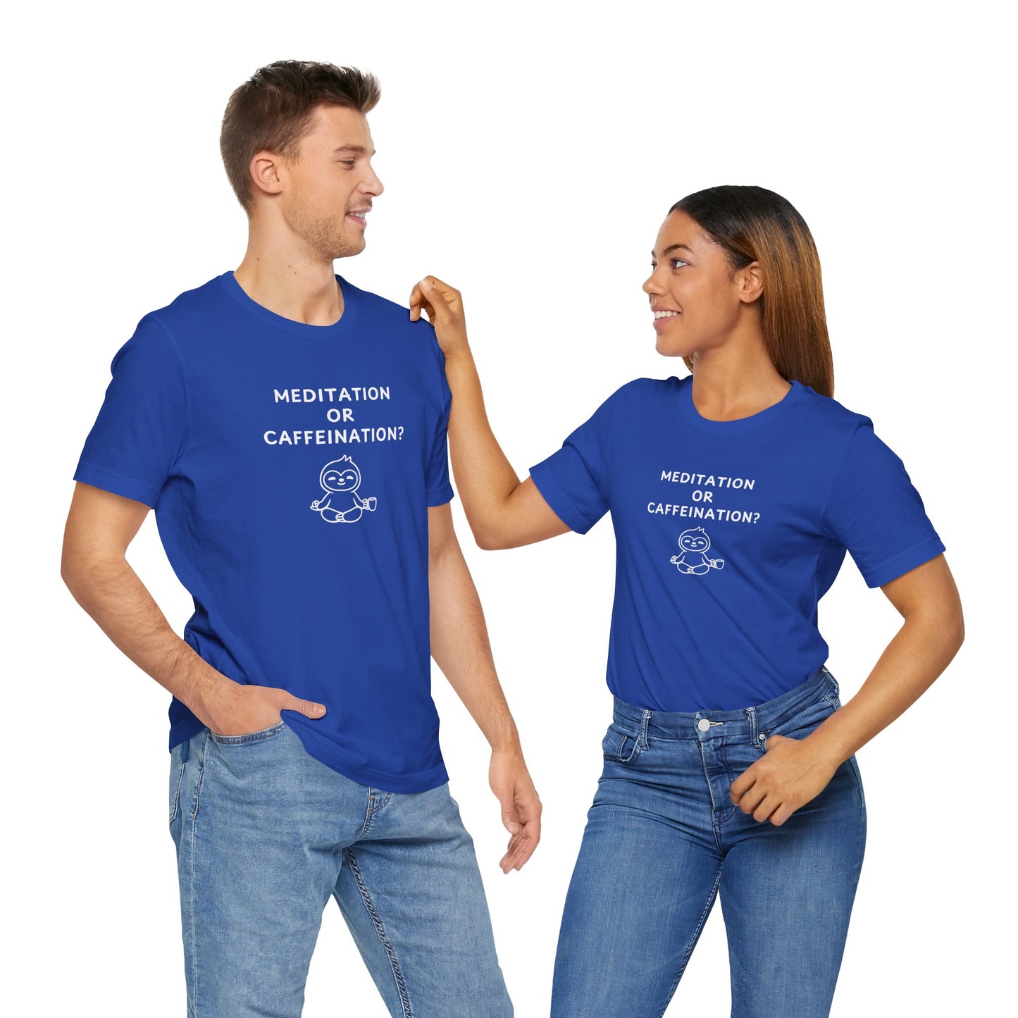 Unisex Short Sleeve Tee - Meditation or Caffeination