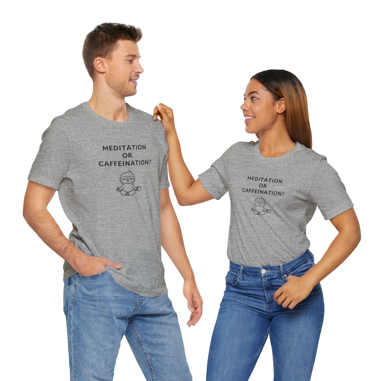 Unisex Short Sleeve Tee - Meditation or Caffeination